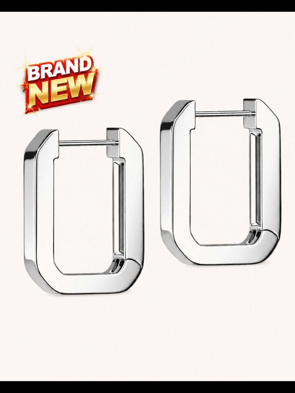 Get Pierced Silver Frame Hoops NEW